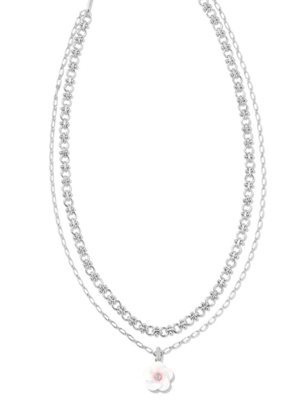 Kendra Scott Deliah Layered Necklace with Pink Flower Charm